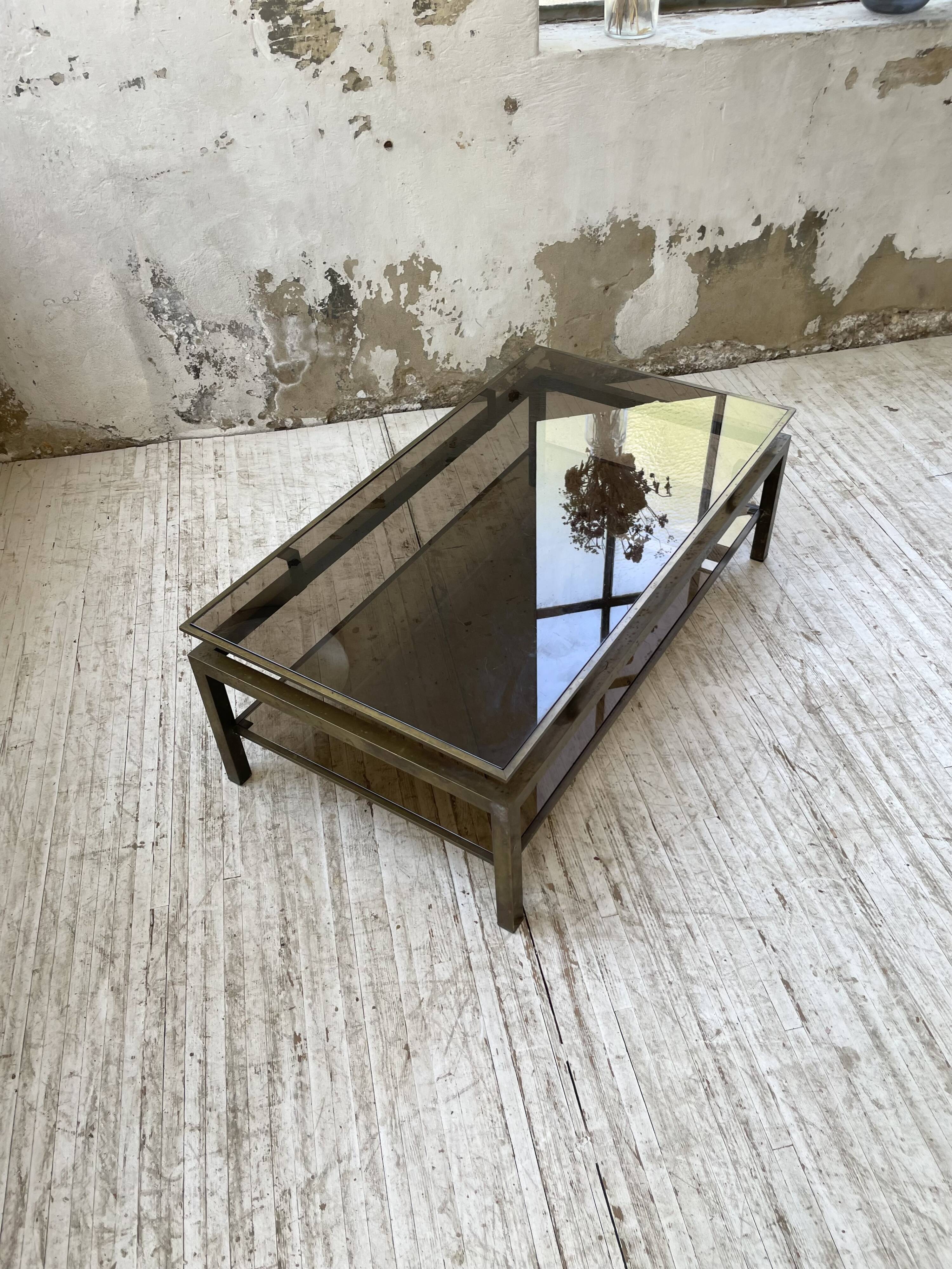 Brass coffee table attributed to Guy Lefevre for Maison Jansen