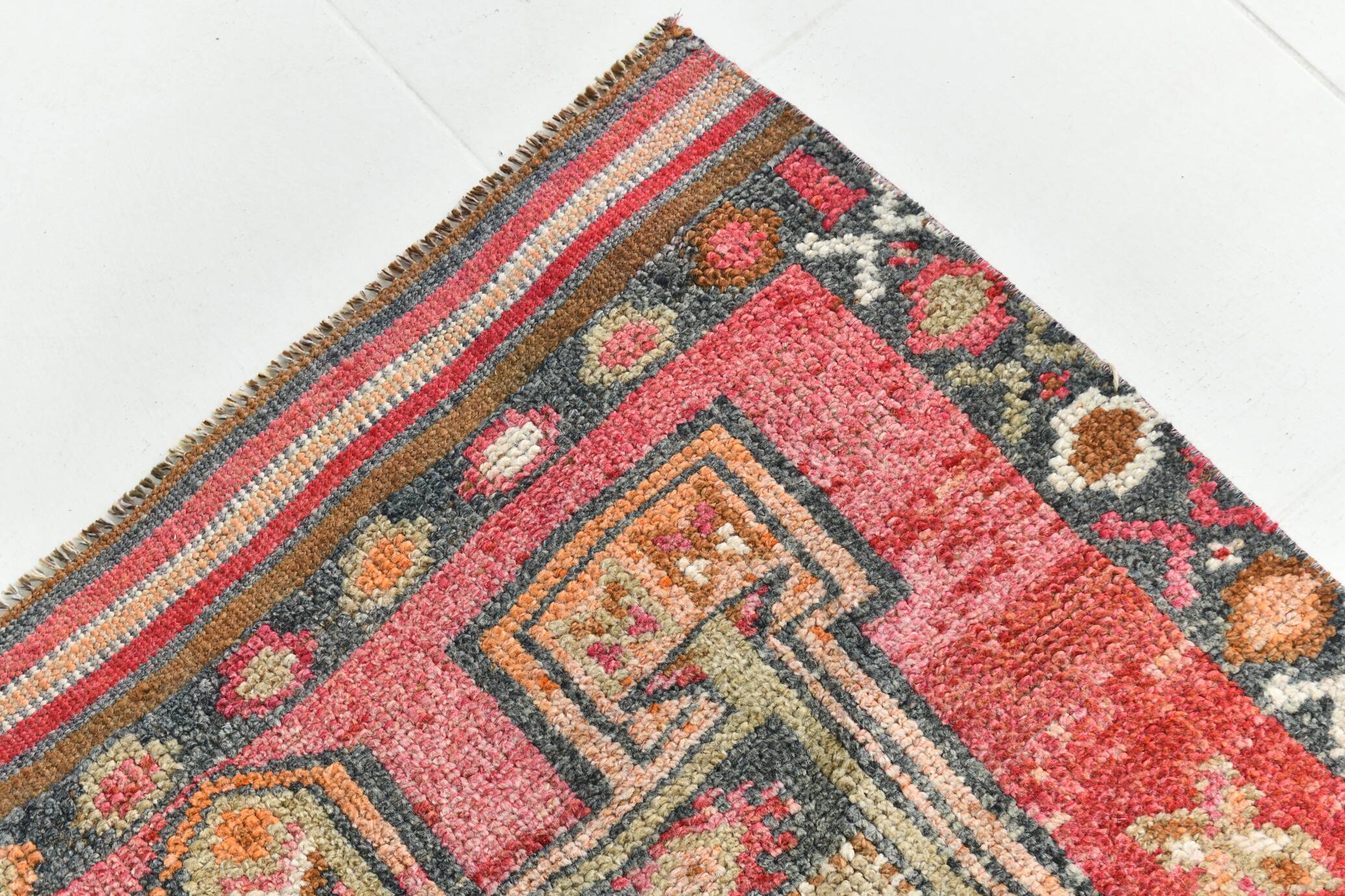 4x12 Vintage Long Wide Vintage Runner, Soft Red Wool Runner Rug, 104x363Cm