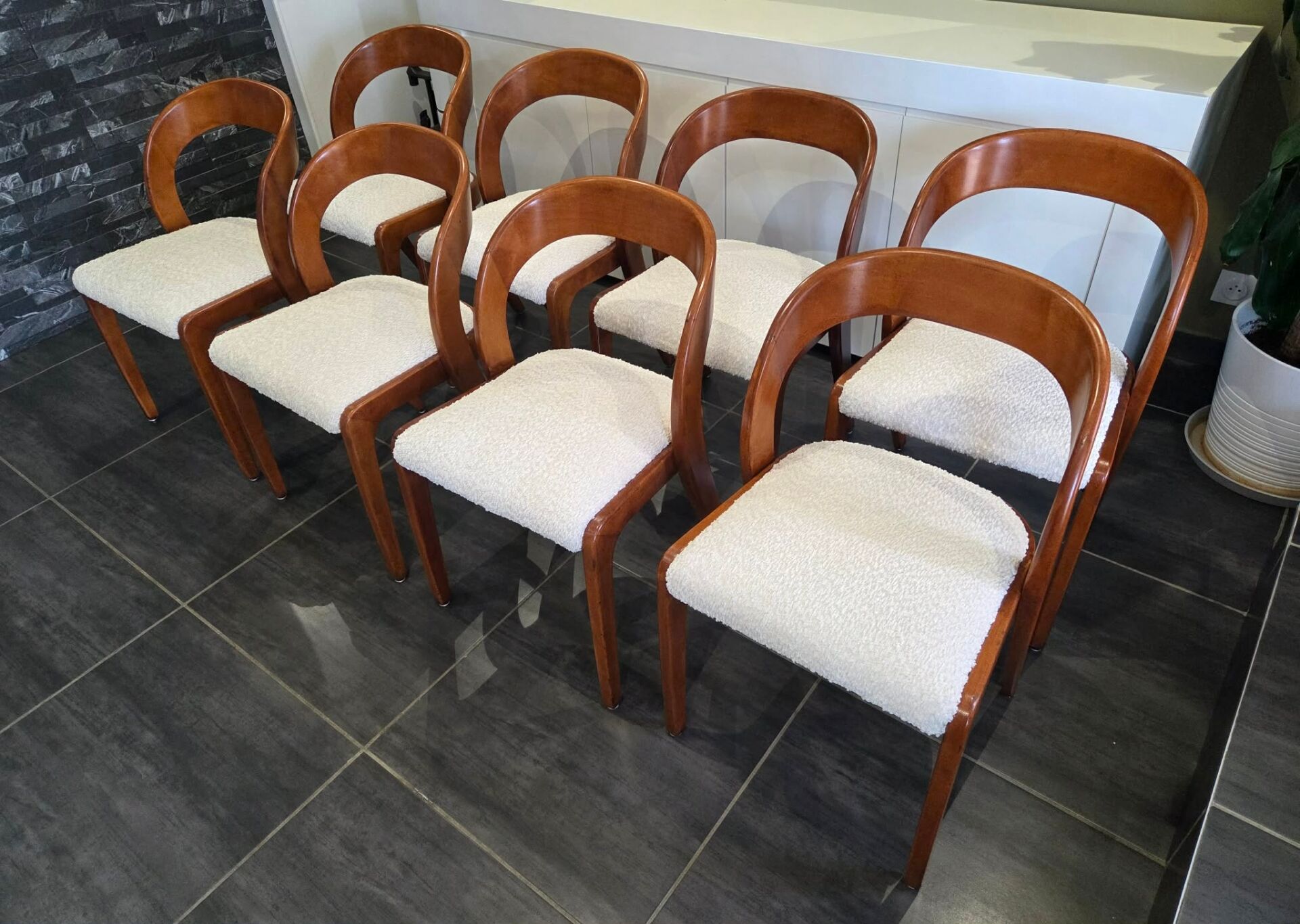 Set of 8 vintage Baumann Gondole chairs, 1960s.