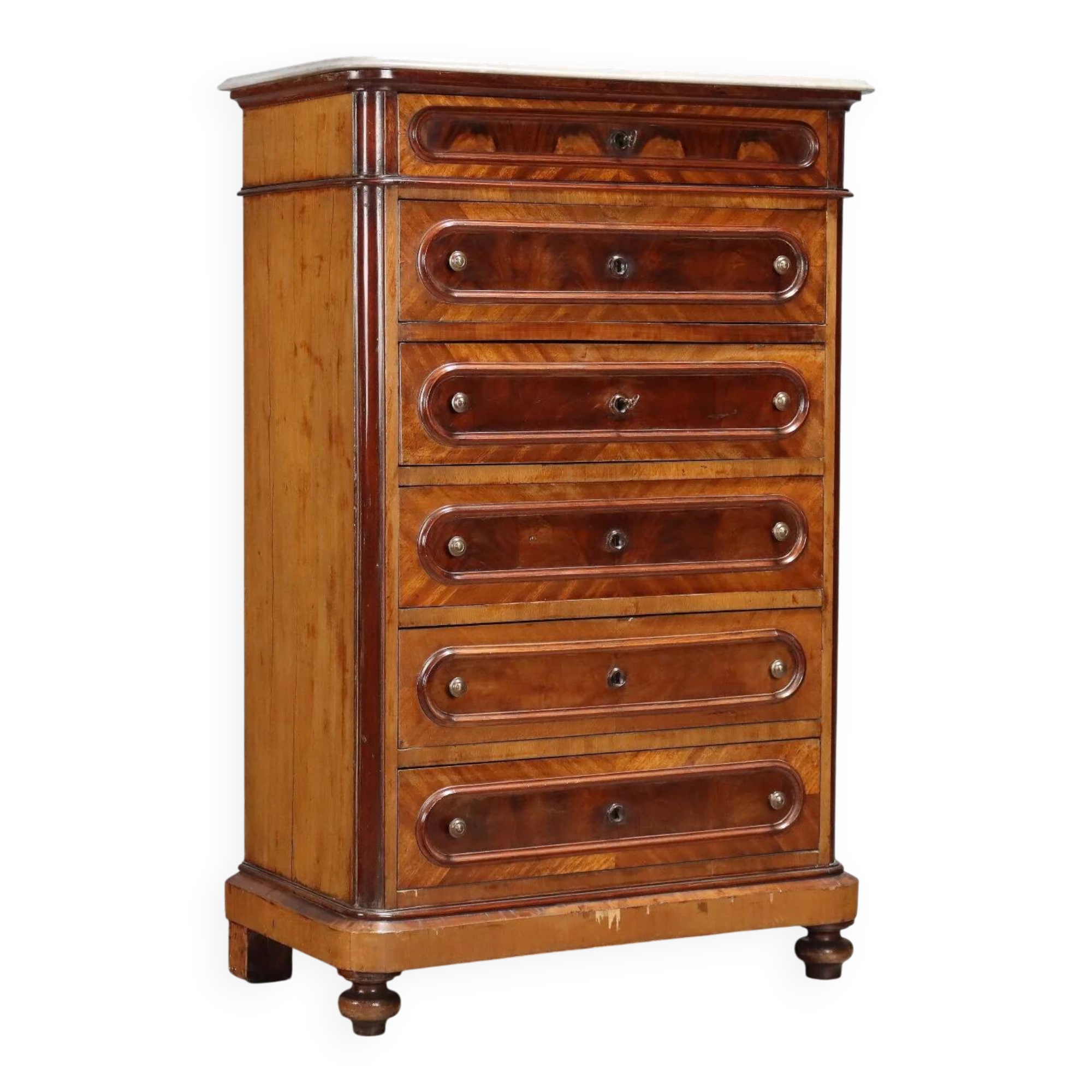 Antique chest of drawers in cherry and poplar, 19th century