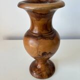 Vintage hand-turned solid olive wood vase - 1970s-80s