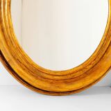 Miroir ovale italien en bois doré du XIXe siècle