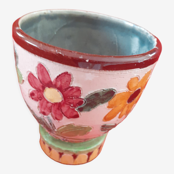 Old Monaco Cerart vase. Flowers.