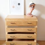 Vintage oak chest of drawers with splayed legs, restored