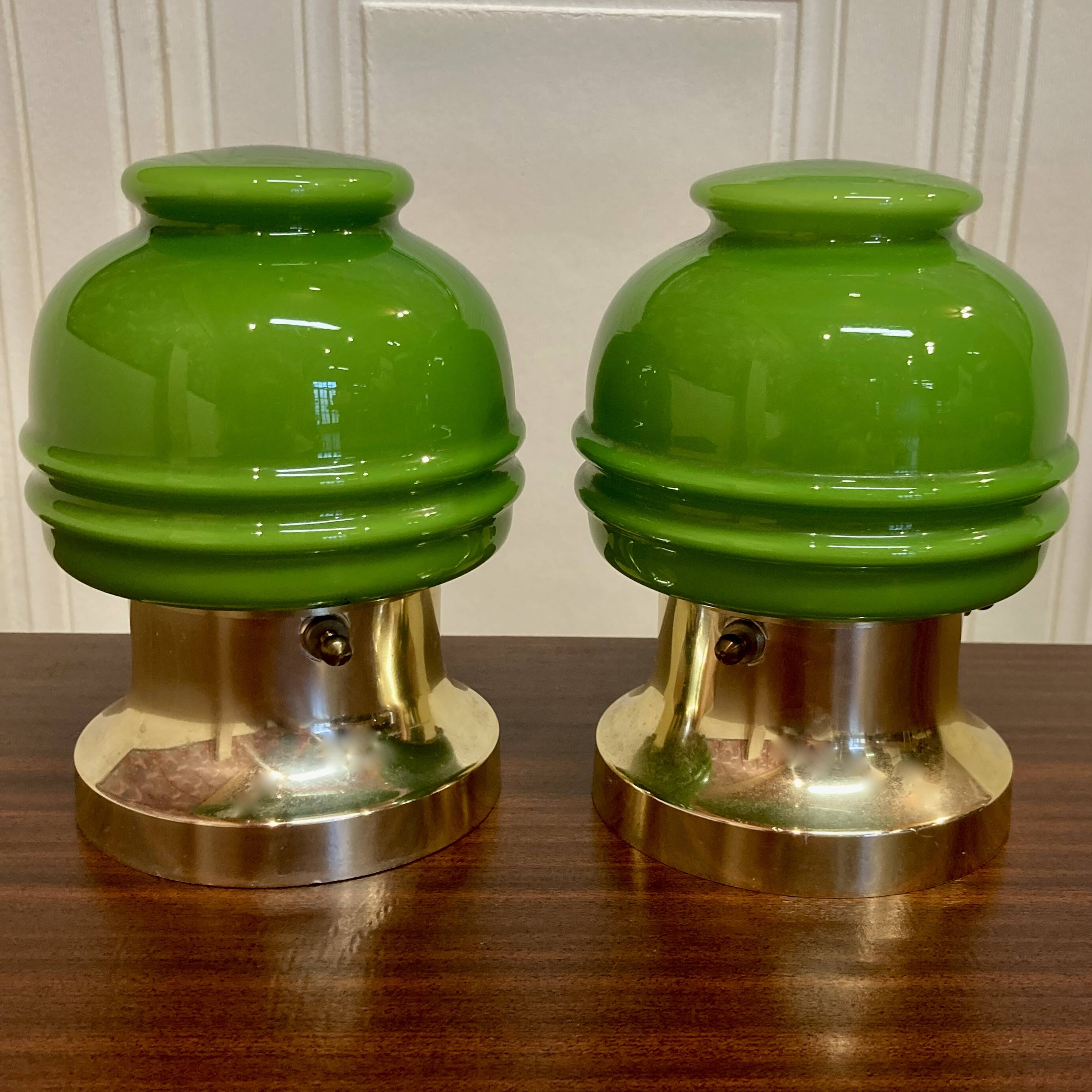 Paire de lampes verre Design scandinave 1950.