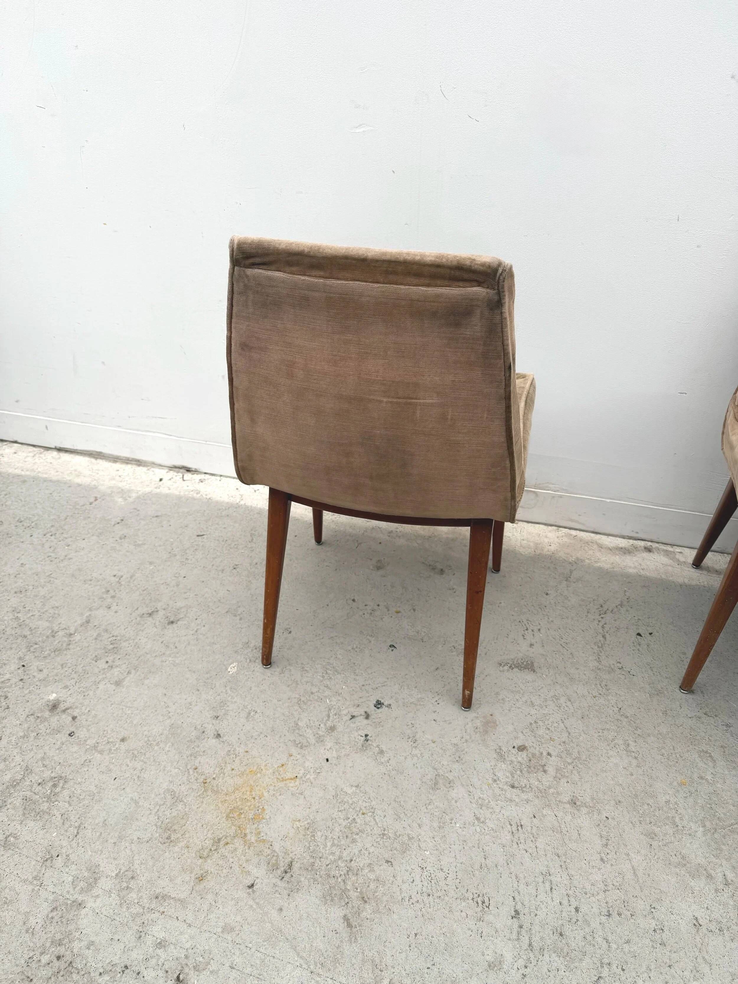 Set of six chairs by Robert DEBIEVE in wood and fabric, France 1950.