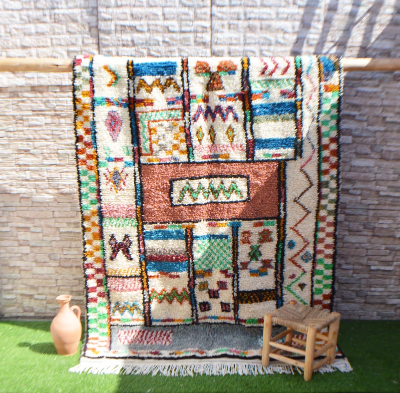 Tapis berbère marocain coloré Azilal 258 x 157cm