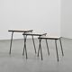 Set of 3 nesting tables in black lacquered metal, circa 1960