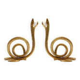 Pair of bronze candelabra in Italian mid-century style