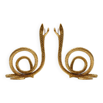 Pair of bronze candelabra in Italian mid-century style