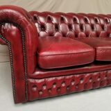 Red leather chesterfield sofa