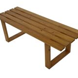 Vintage Scandinavian modern pinewood slatted bench from the 1960's