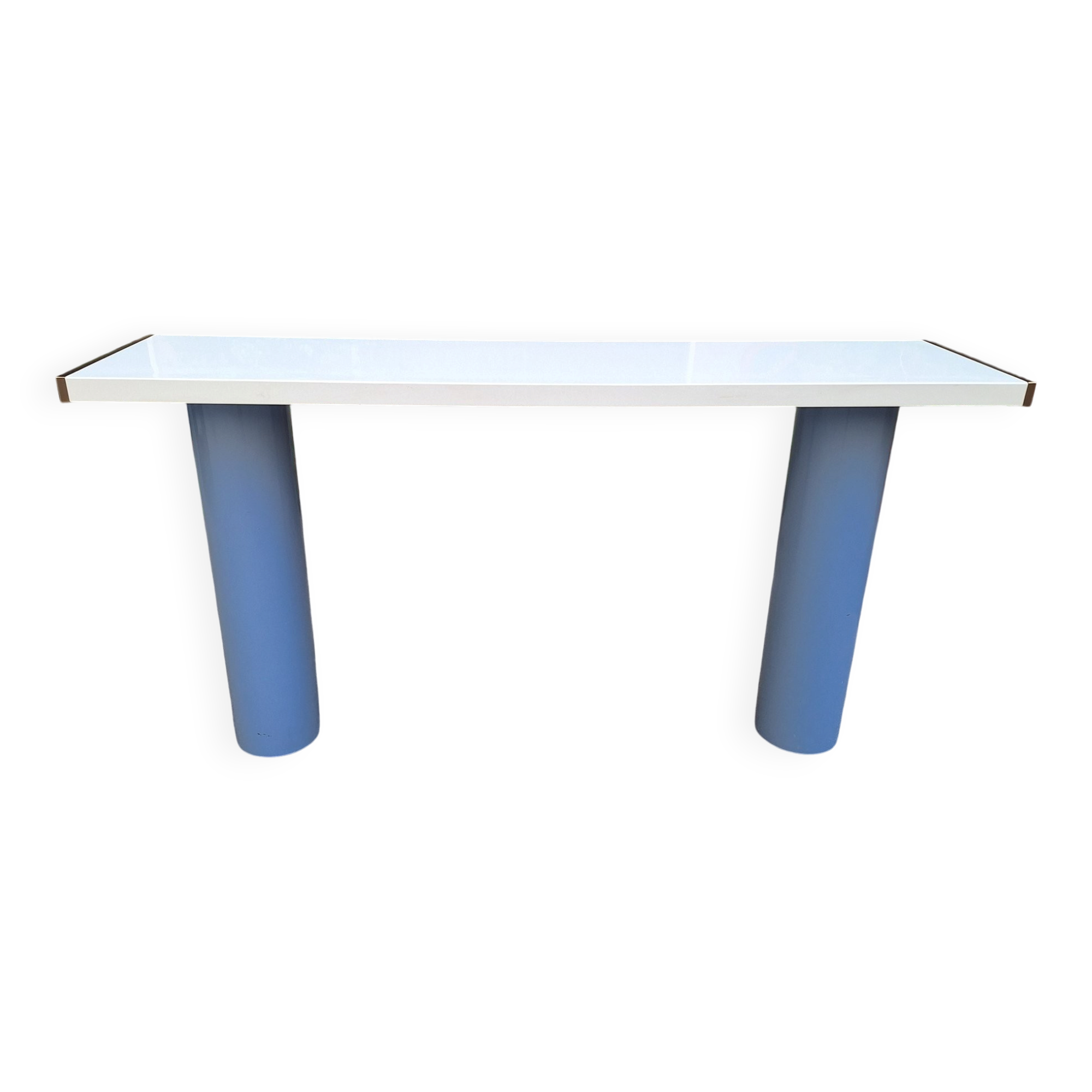 Console in White Lacquer with Cylindrical Plastic Legs by Tresoldi Salvati, 1980s