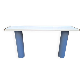 Console in White Lacquer with Cylindrical Plastic Legs by Tresoldi Salvati, 1980s