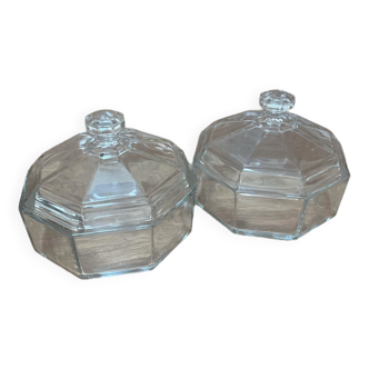 2 bonbonnière en verre Arcoroc