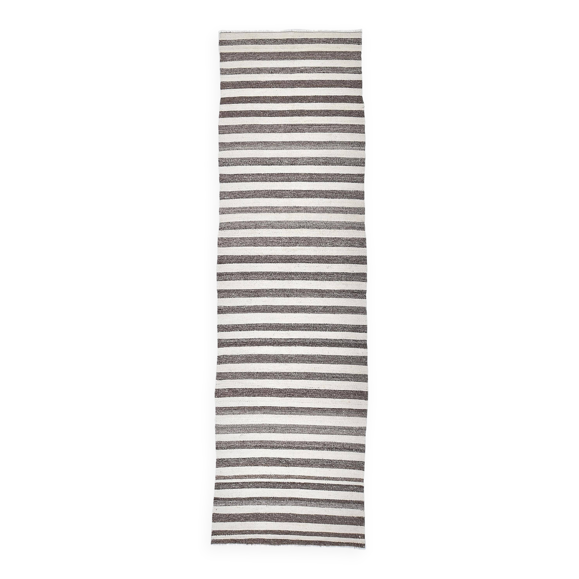 brown cream wool runner kilim , kilim for corridor  76x268 cm