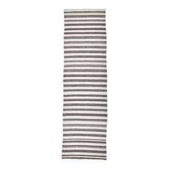 Tapis de couloir en laine marron crème 76x268 cm
