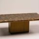 Coffee table with a pressed and engraved brass top by Illum Wikkelsø.