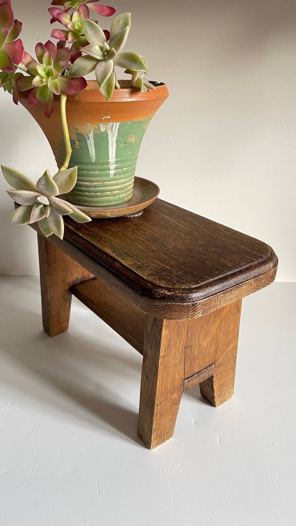 Vintage solid oak stool