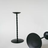 Pair of wrought iron candlesticks, Brutalist, 1970
