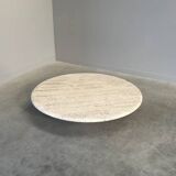 Large travertine round coffee table by Up & Up, Italy 1970s