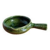 Olive green glazed terracotta fondue pot