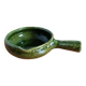 Olive green glazed terracotta fondue pot