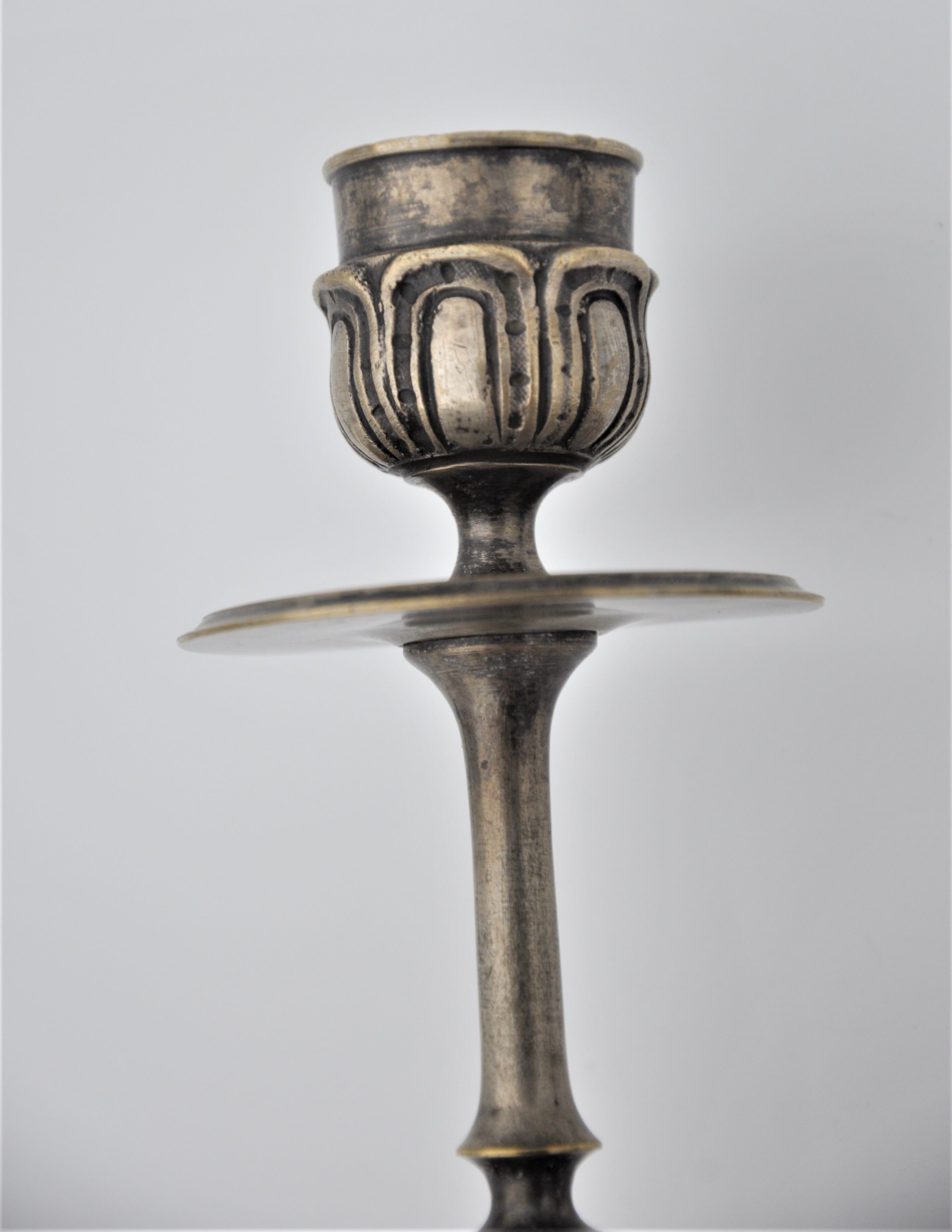 Pair of old gilded bronze candle holders