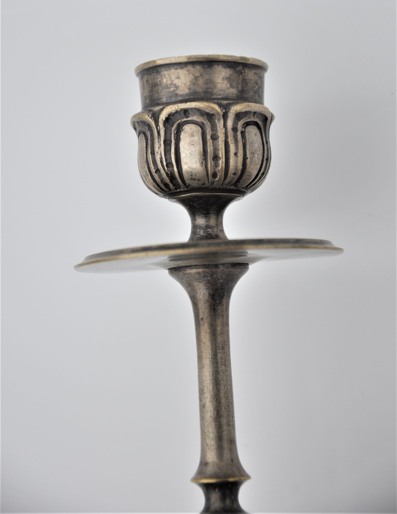 Pair of old gilded bronze candle holders