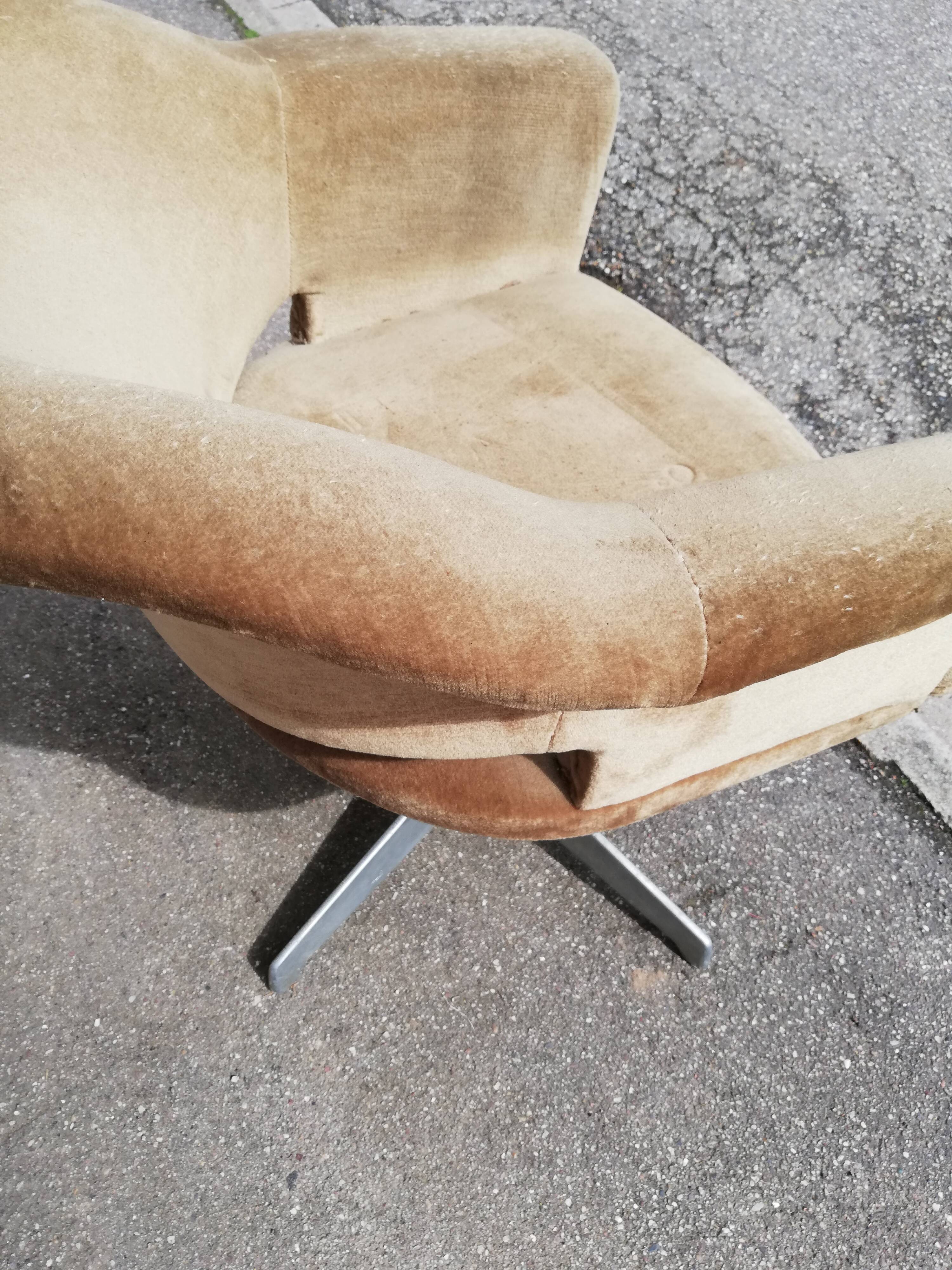 Fauteuil de bureau vintage velours moutarde