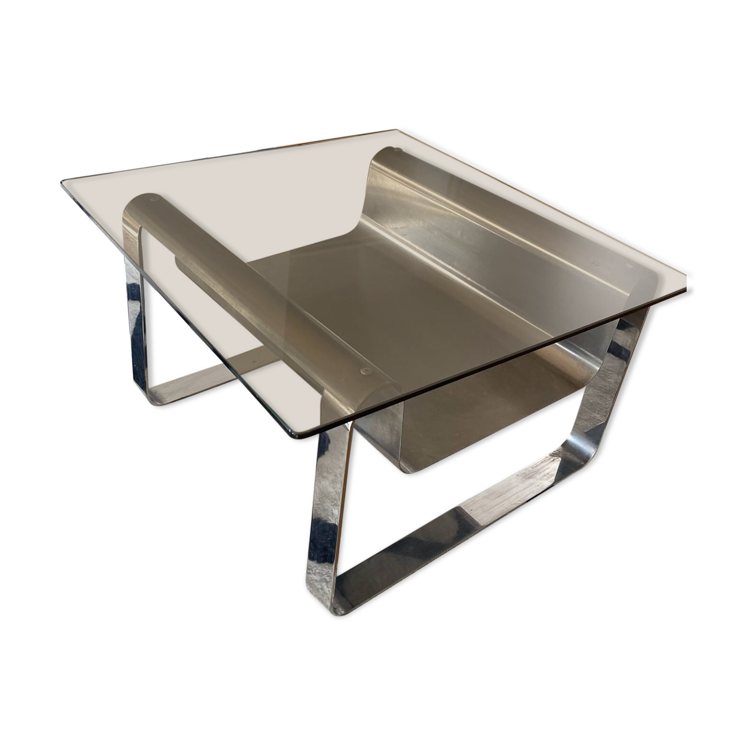 Small Coffee Table Stainless Steel Designer Modern Steel Vintage Glass Furniture