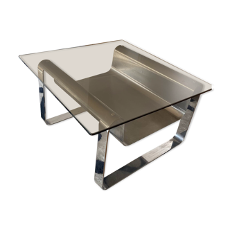 Small Coffee Table Stainless Steel Designer Modern Steel Vintage Glass Furniture