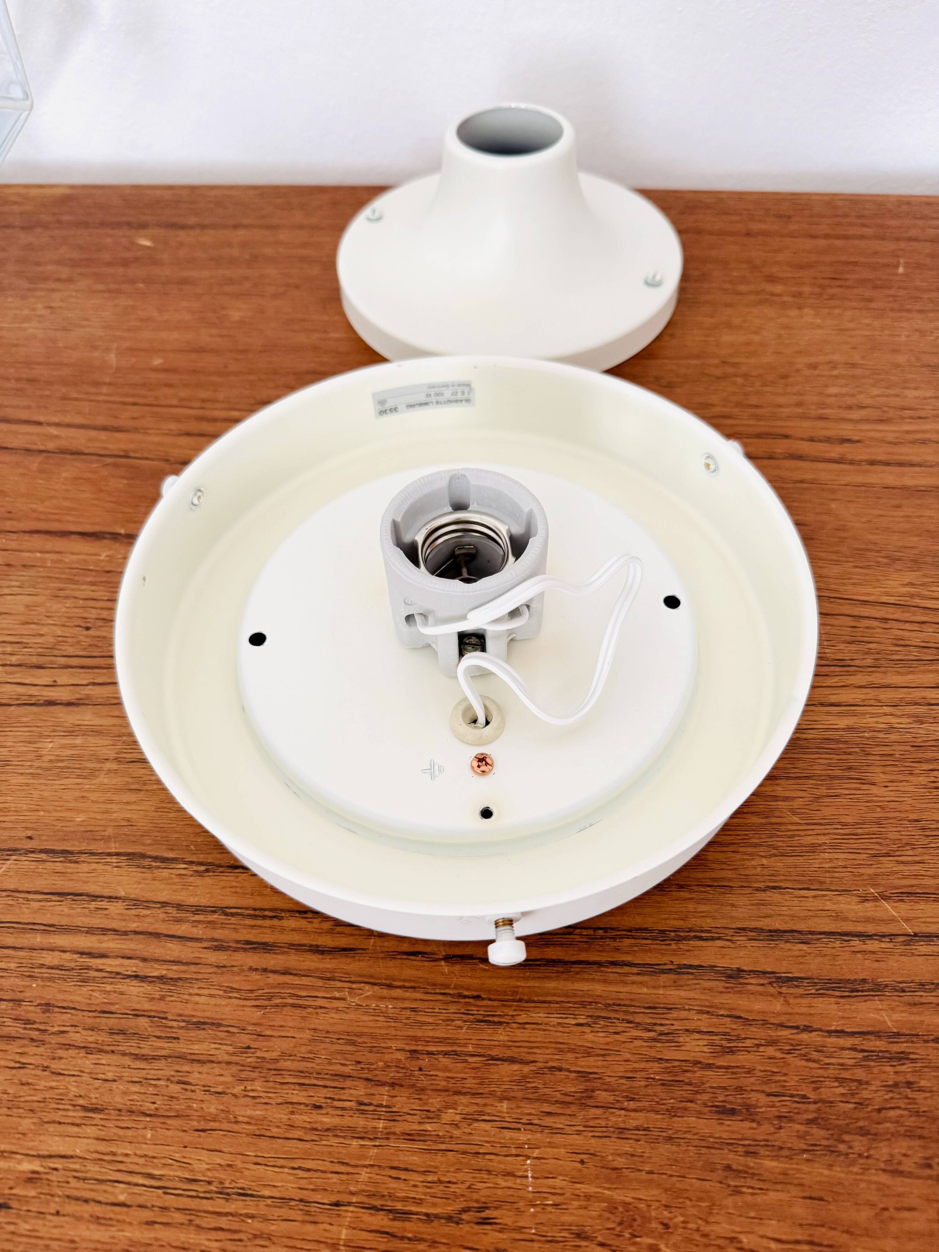 White Flush Light or Wall Lamp by Glashütte Limburg