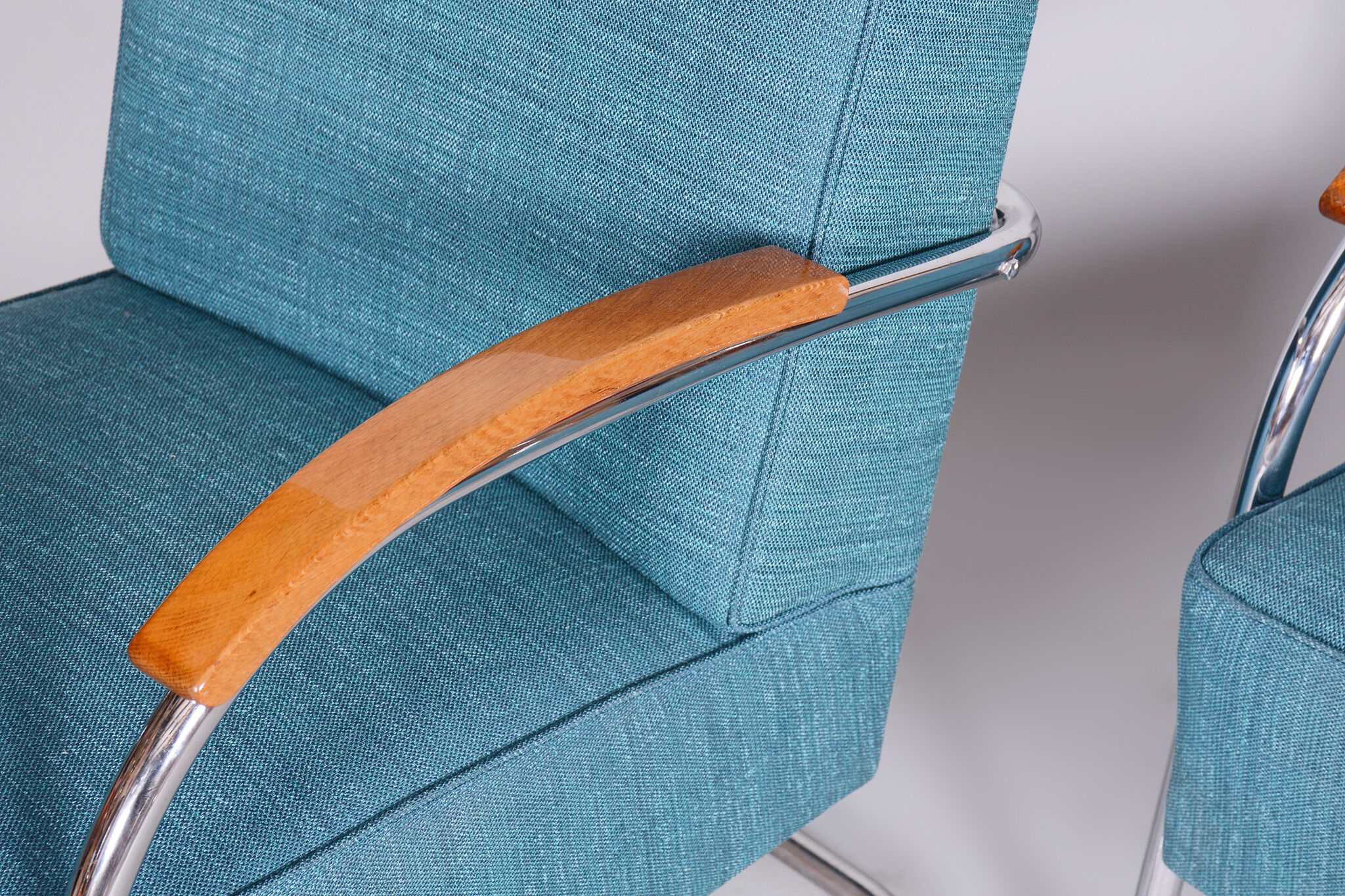 Set of Two Restored Blue Armchairs by Mucke-Melder, Czechia, 1930s