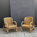 Vintage rattan garden furniture – complete set with sofa and armchairs.