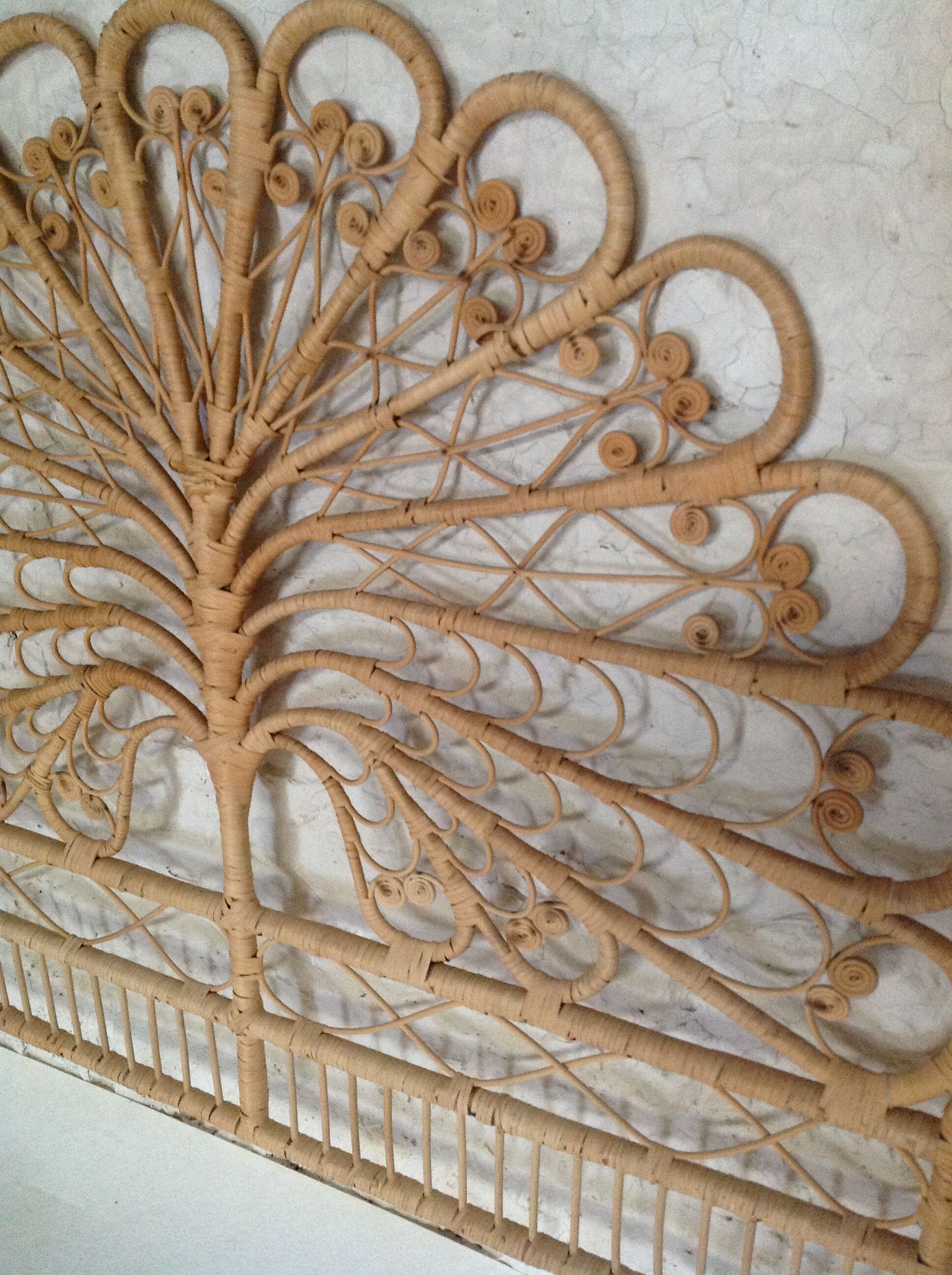 Peacock rattan bed head