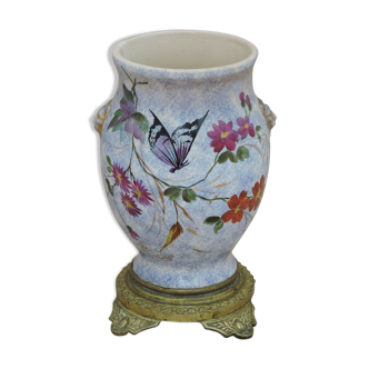 Vase in earthenware butterfly decoration