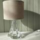 Pair of table lamps - Twisted transparent glass bases from the 1950s - Hemp shades