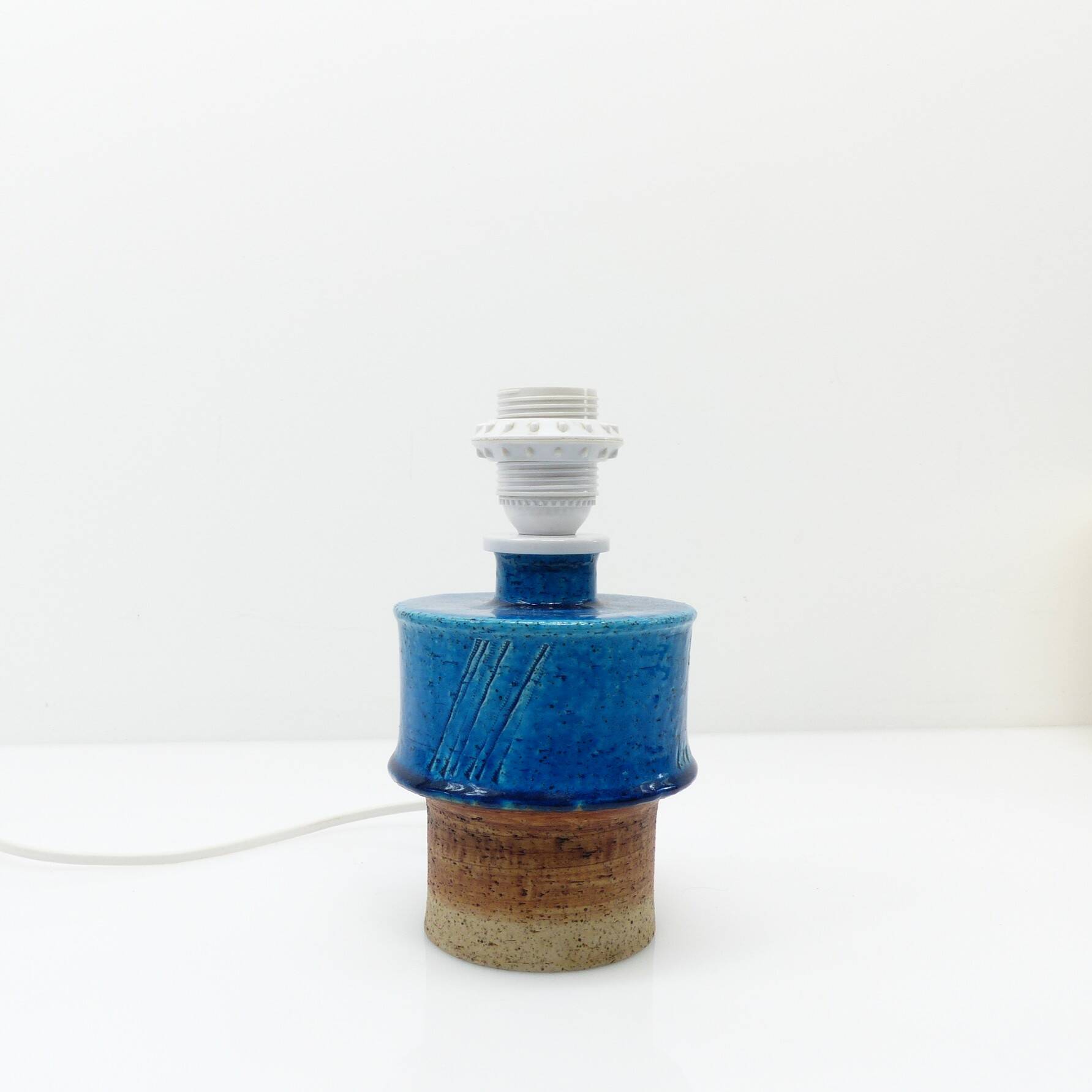 Lampe de table en grès bleu par Inger Persson pour Rörstrand, Suède, années