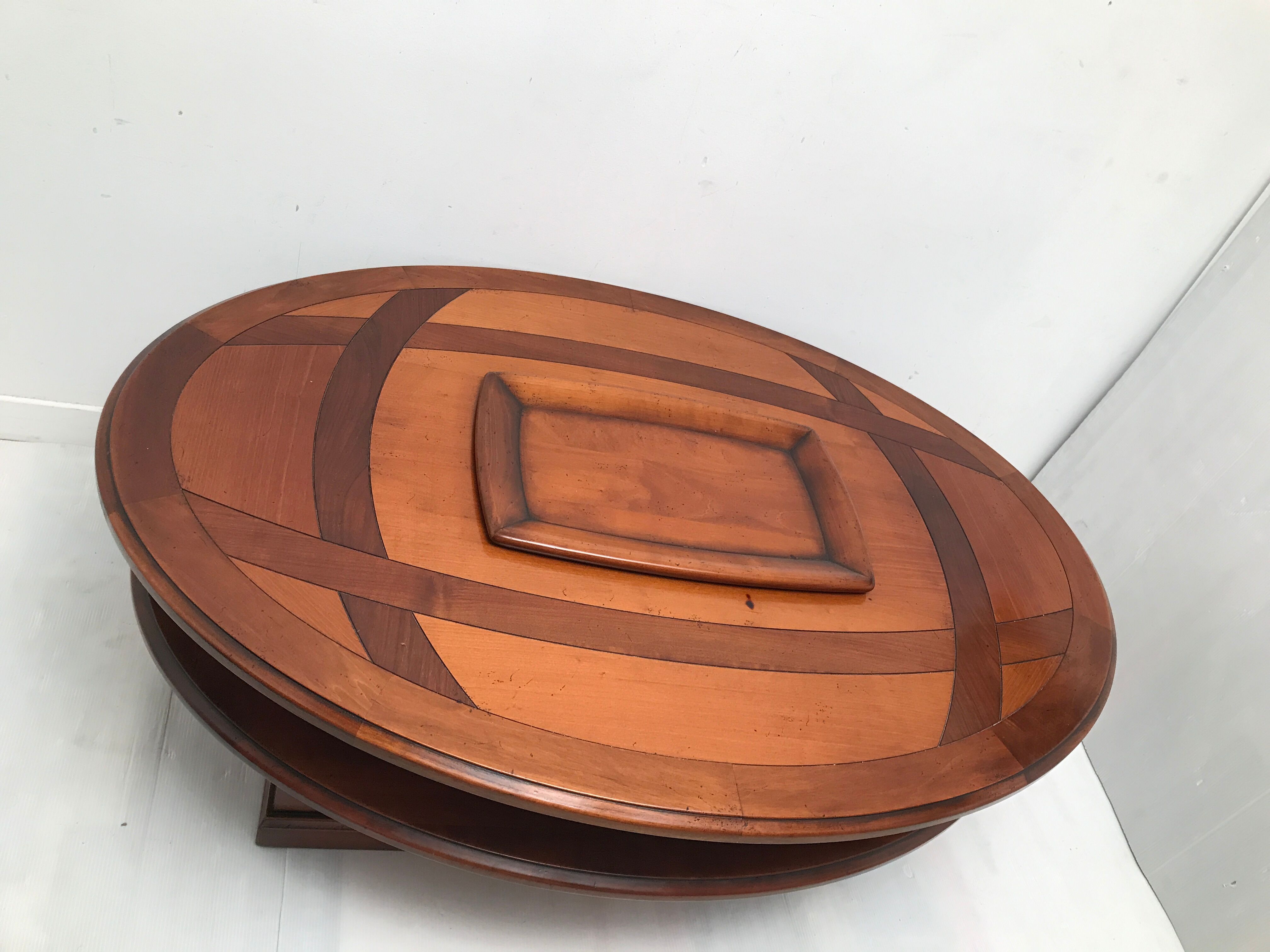 Coffee table bar trunk oval vintage cherry 70s-80s