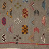 Berber wool rug woven and embroidered from the High Atlas