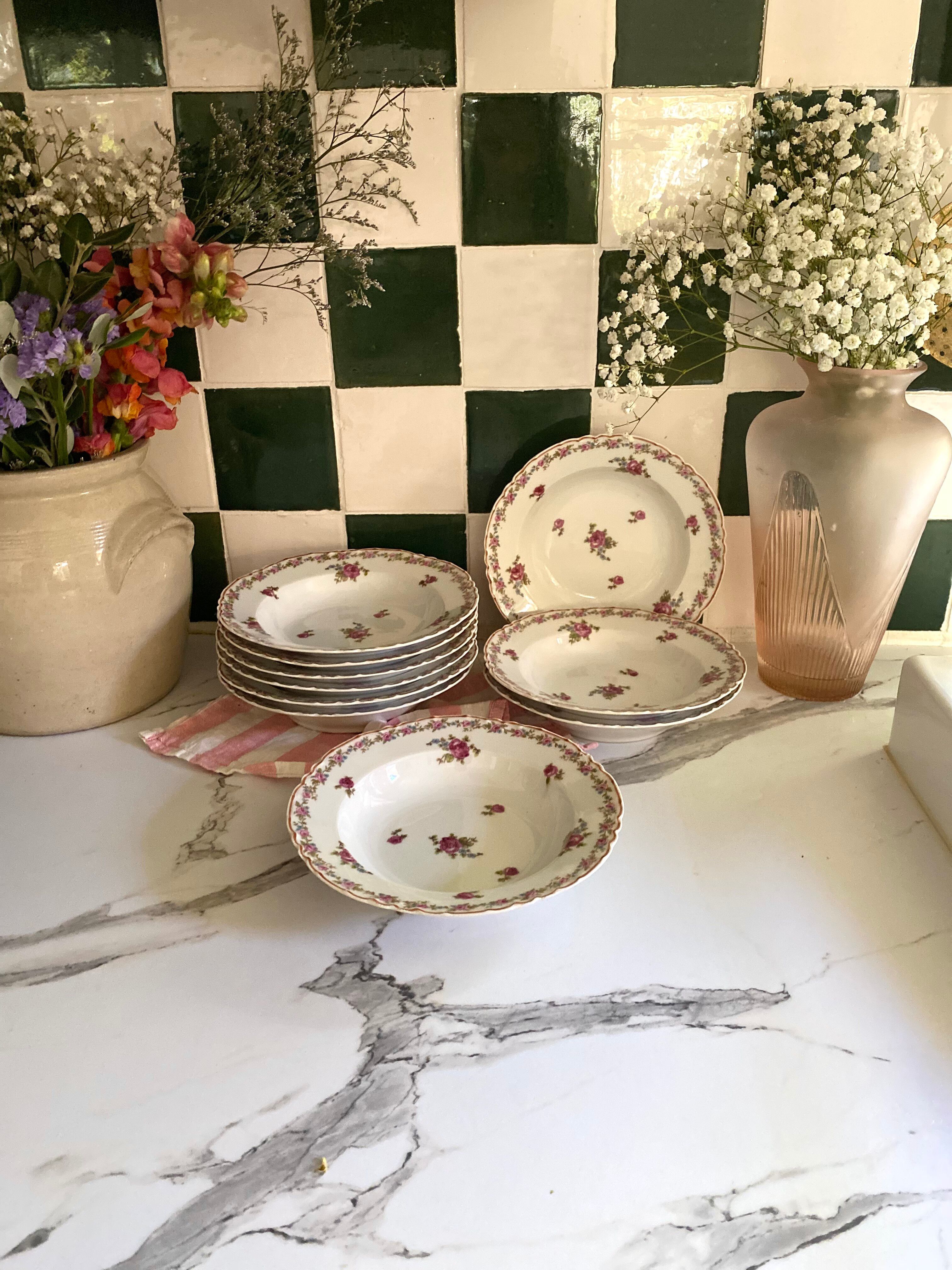 Deep Plates (Bowls) in Limoges Porcelain GDA 1900