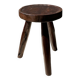 Tripod stool in upcycled teak high hollow - Small tripod stool in solid brown wood seat circ