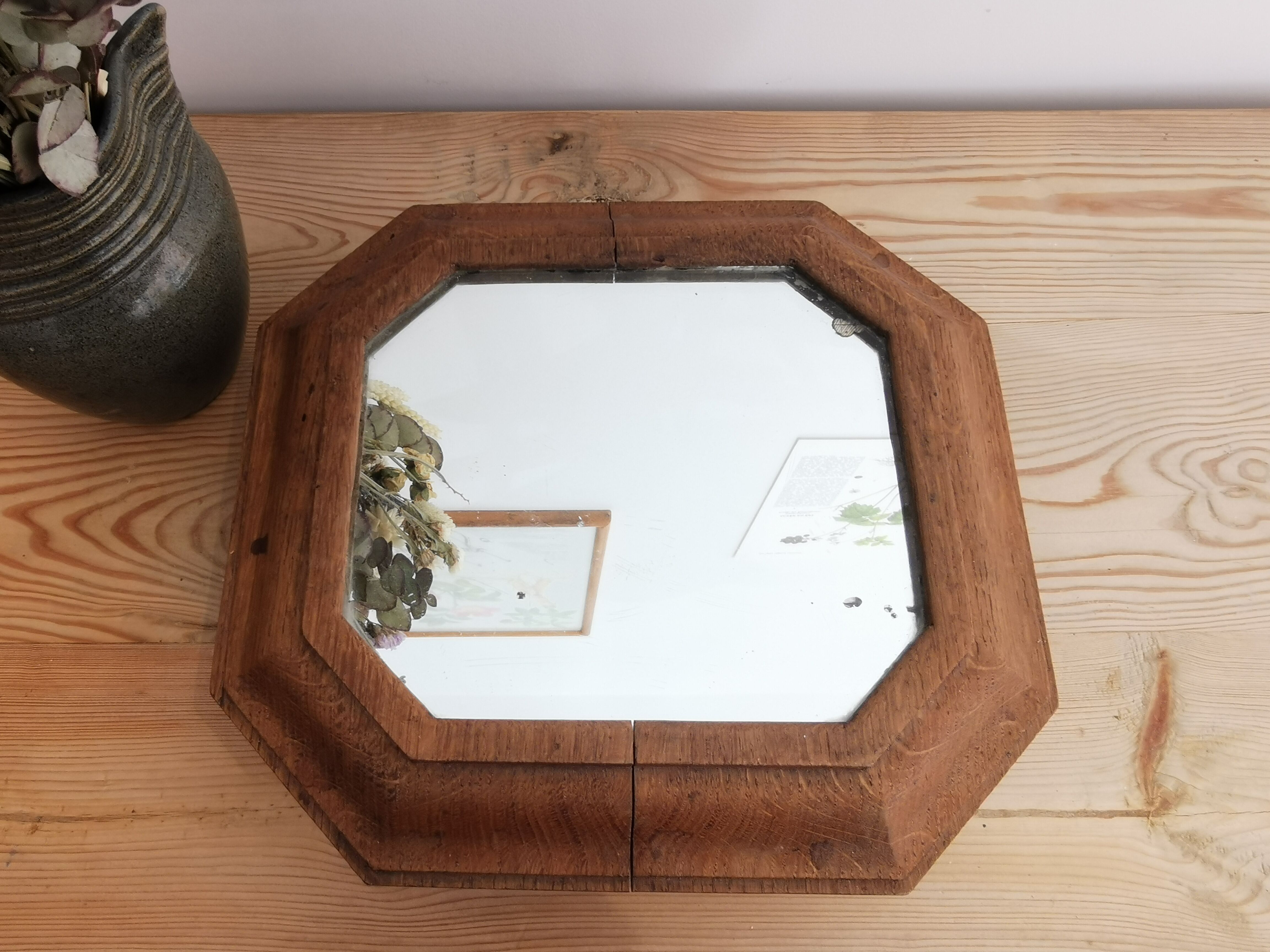 Mirror underside in solid wood art deco