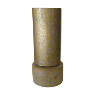 Lampadaire colonne industriel en métal perforé lampe à poser effet maille
