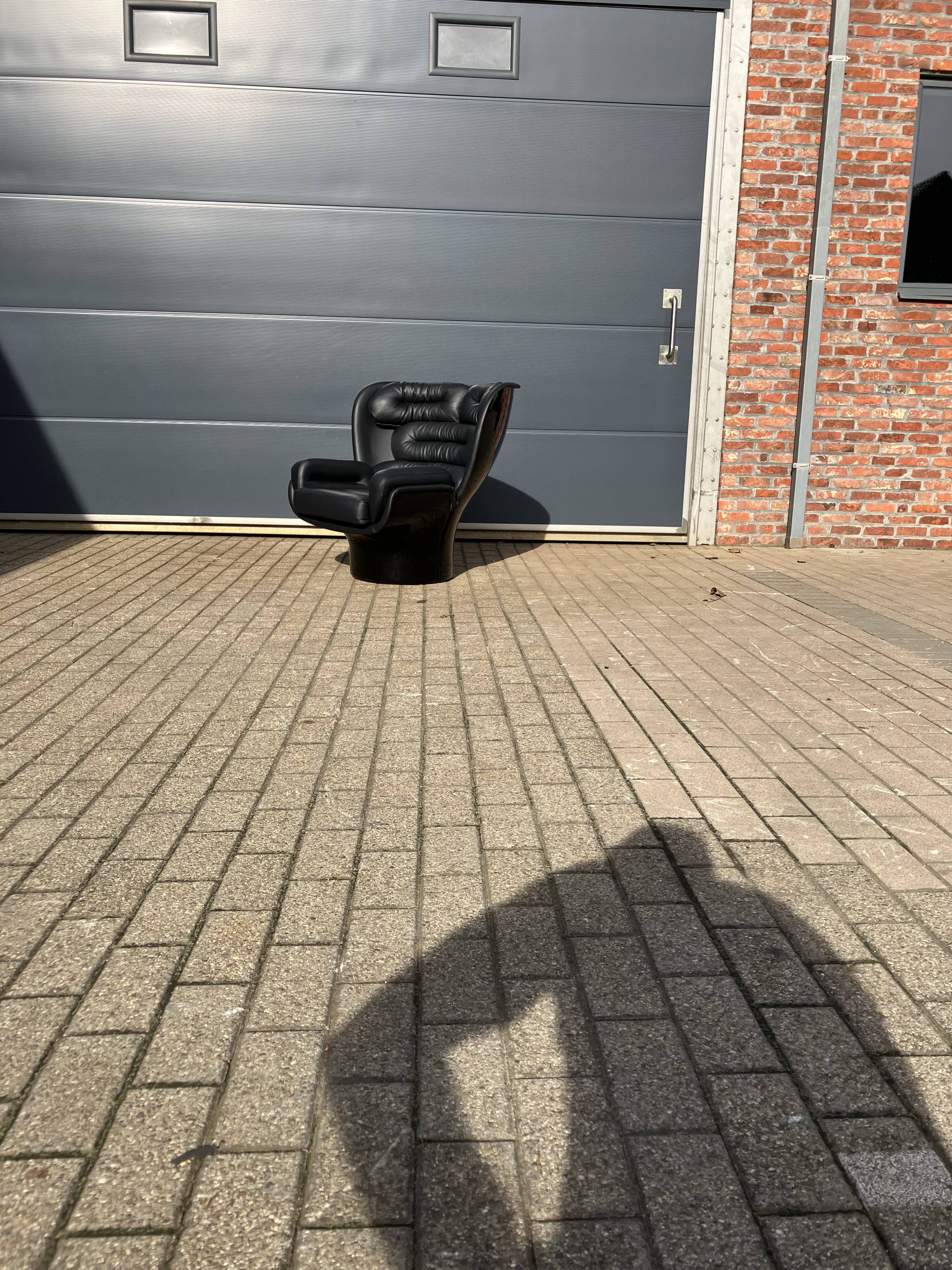 2x Joe Colombo Elda Longhi chair black on black, showroom condition!