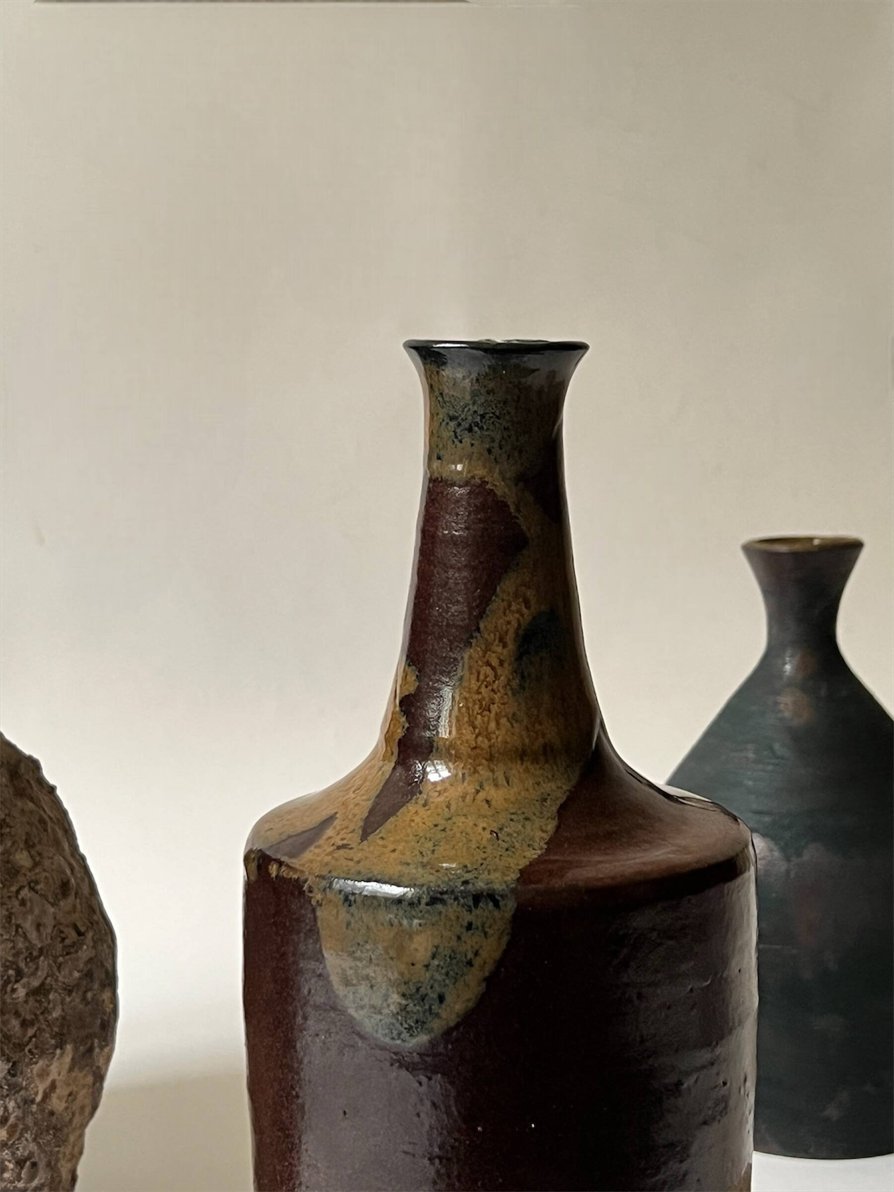 Ceramic - Soliflore vase in glazed stoneware, France circa 1970