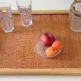 Vintage rattan serving tray