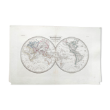 Ancient world map in two hemispheres - 1836