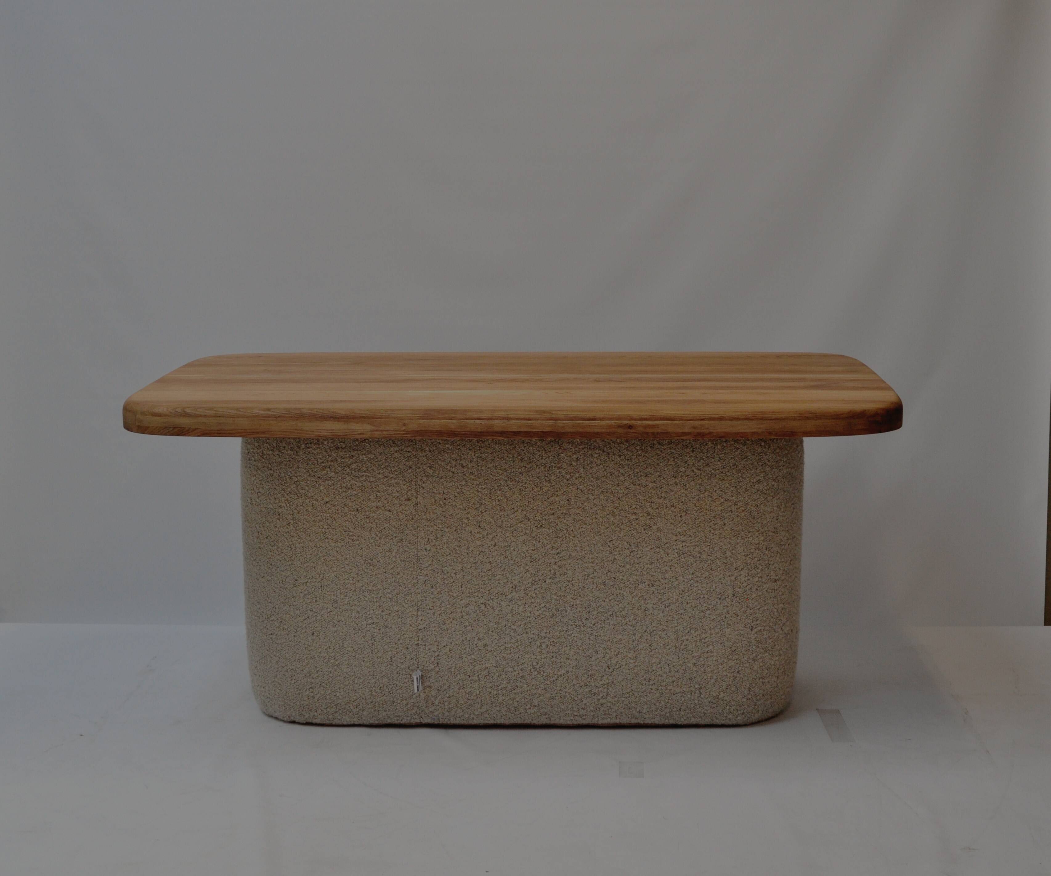 Soft Table — One-Off Sculptural Table in Reclaimed Oak and Wool by Zachte Z